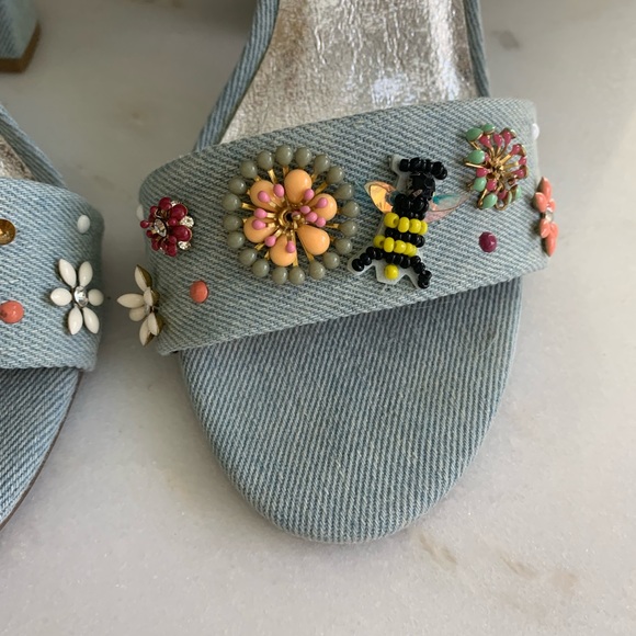 🔥 Clearance Denim Bee Stacked Heel Sandals - Picture 7 of 9